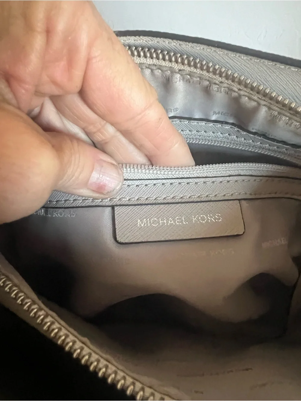 Michael Kors Metallic Silver Pebbled Leather Satchel
